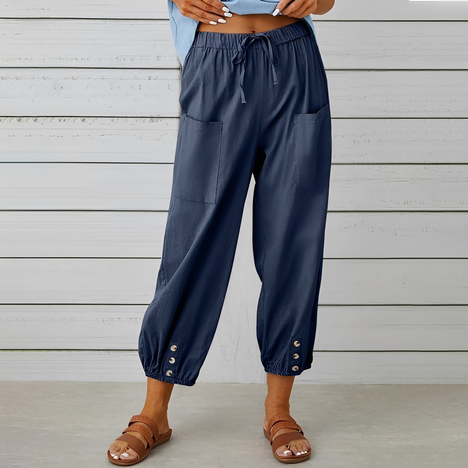 Christa - Pantalon large, décontracté et raccourci pour femmes