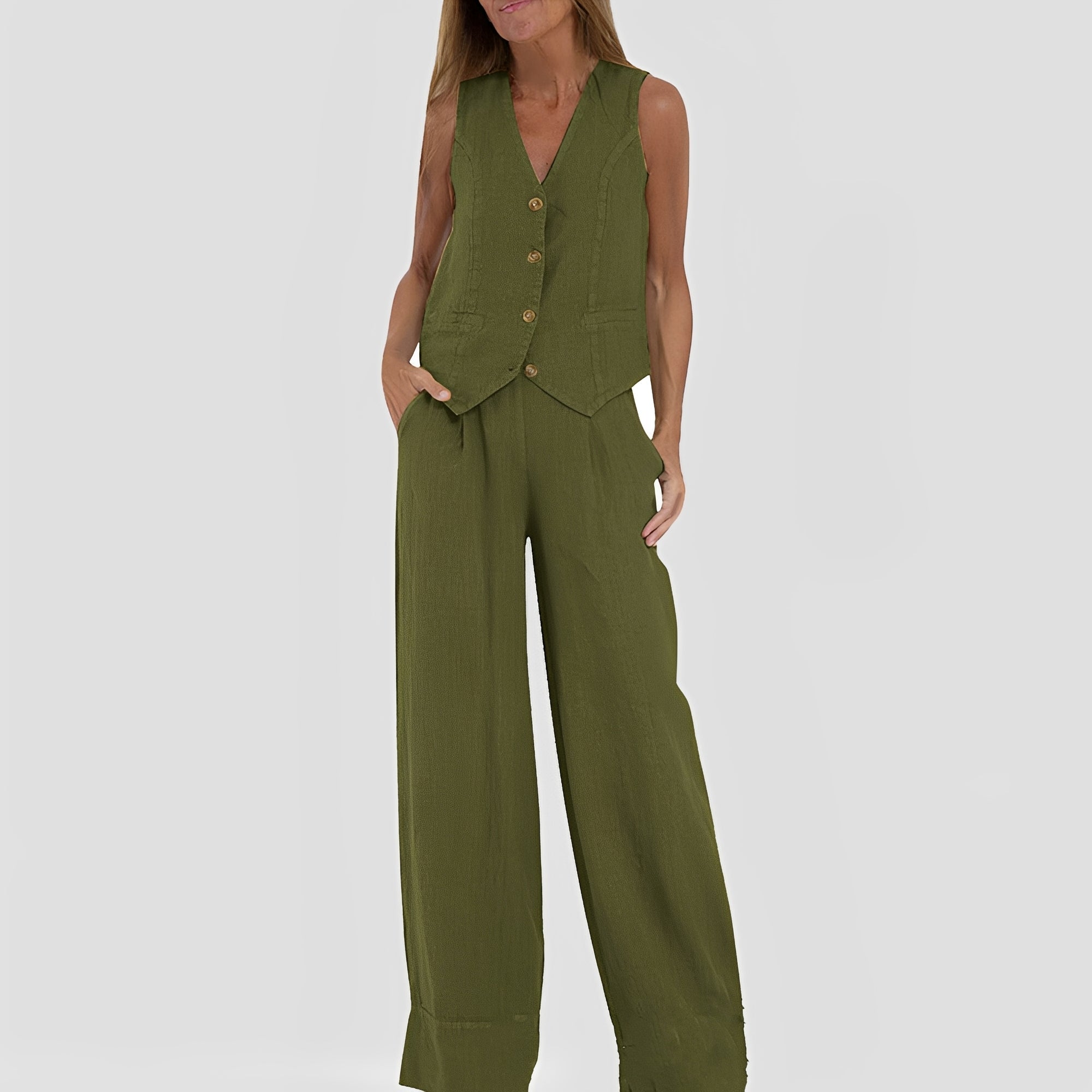 Joan - Ensemble sans manches et pantalon ample décontracté pour femmes