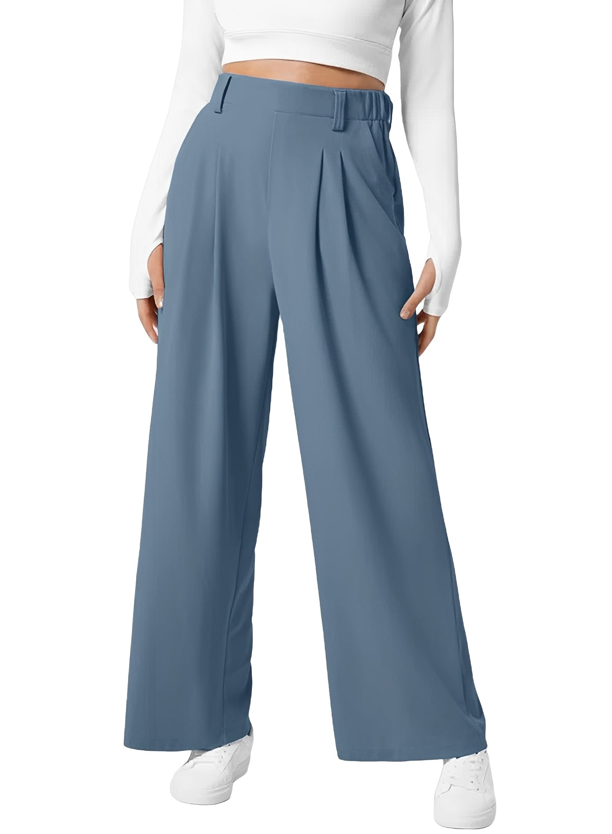 Kyla - Pantalon à Taille Haute Élastique avec Coupe Évasée