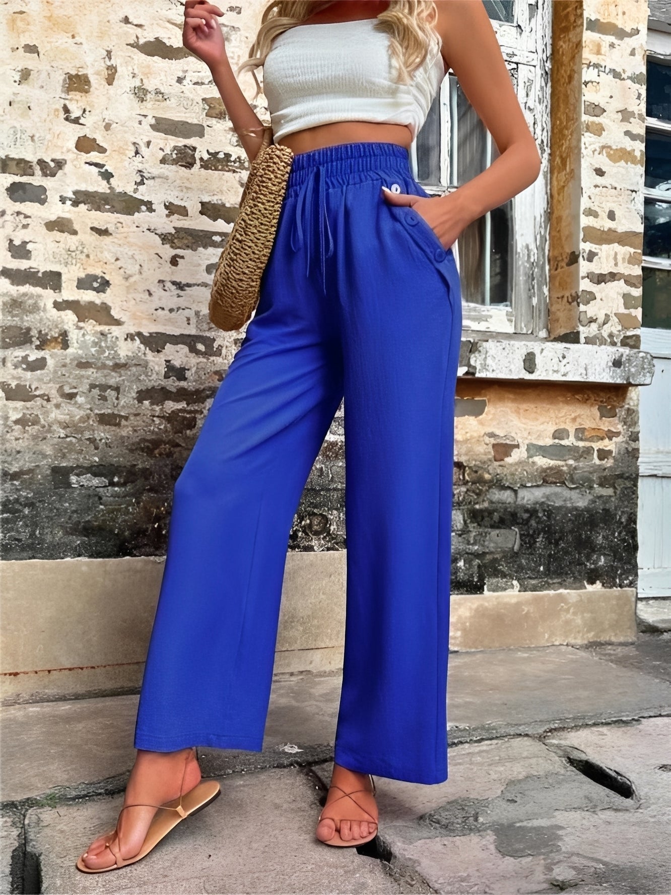 Allie - Pantalon ample, élégant et taille haute pour femmes
