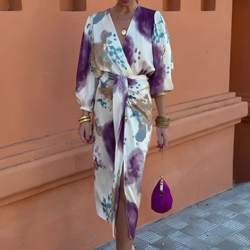 Sienna - Élégante robe midi avec fente pour femmes