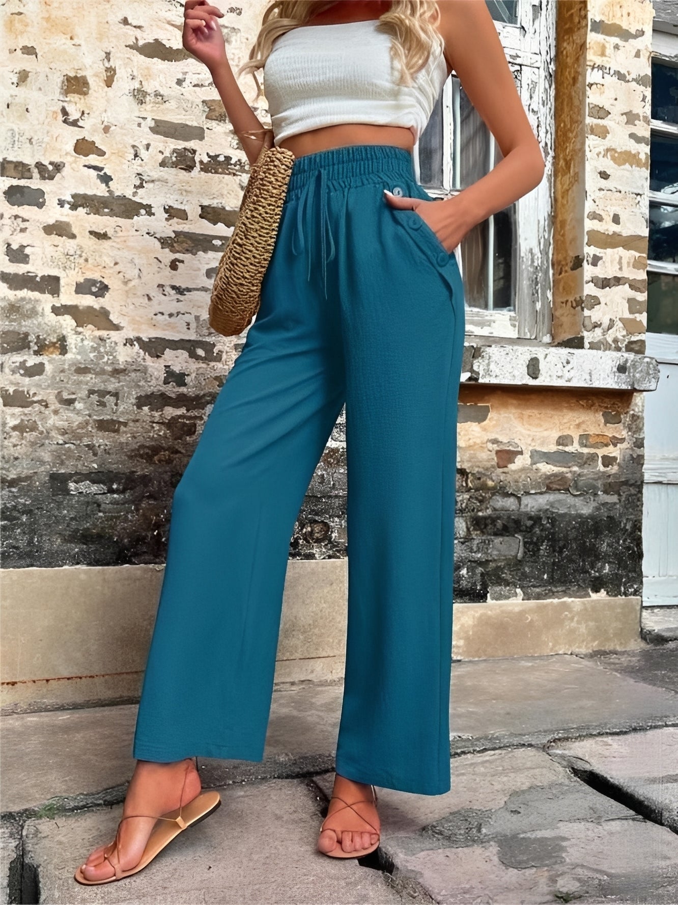 Allie - Pantalon ample, élégant et taille haute pour femmes