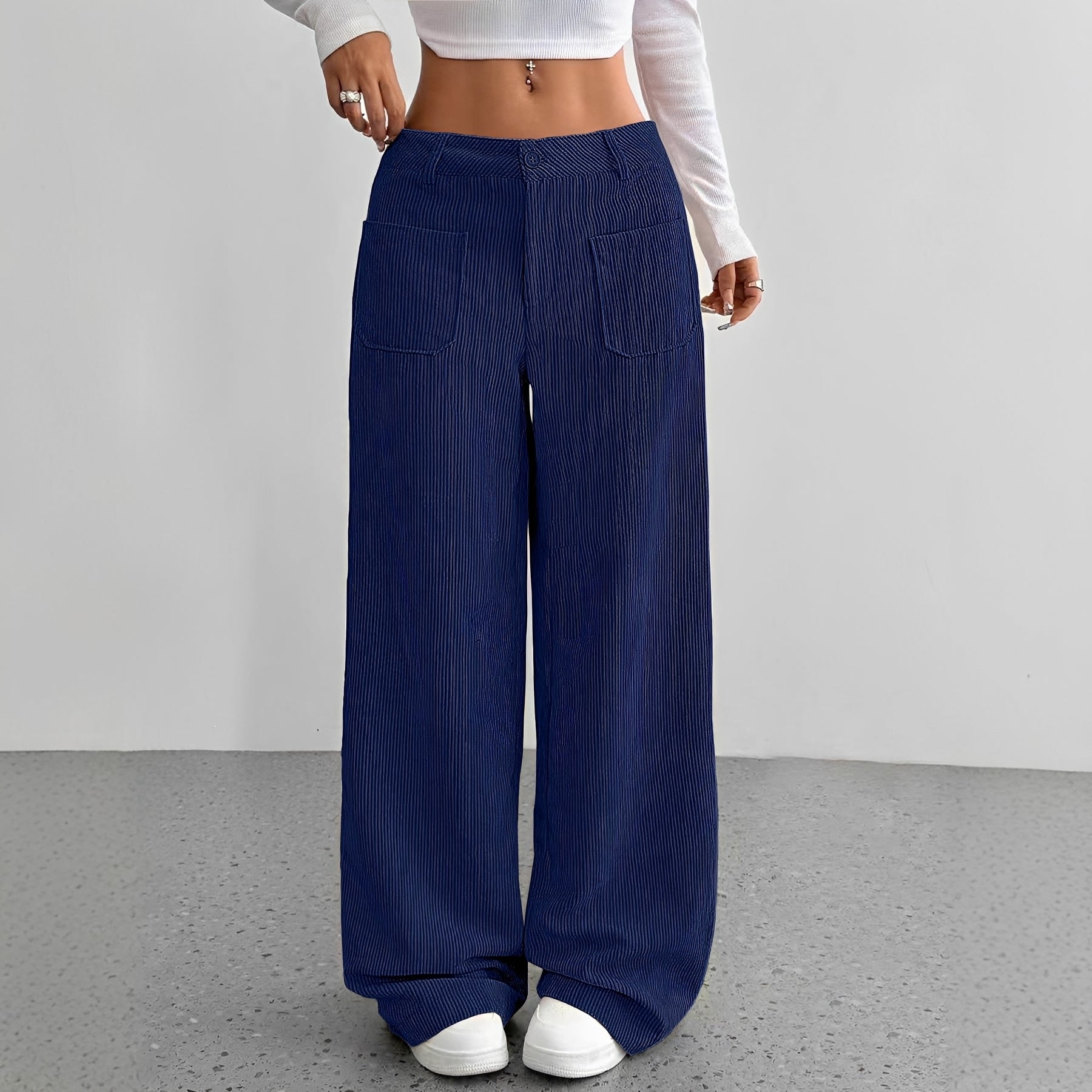 Isabelle - Pantalon taille haute en velours côtelé