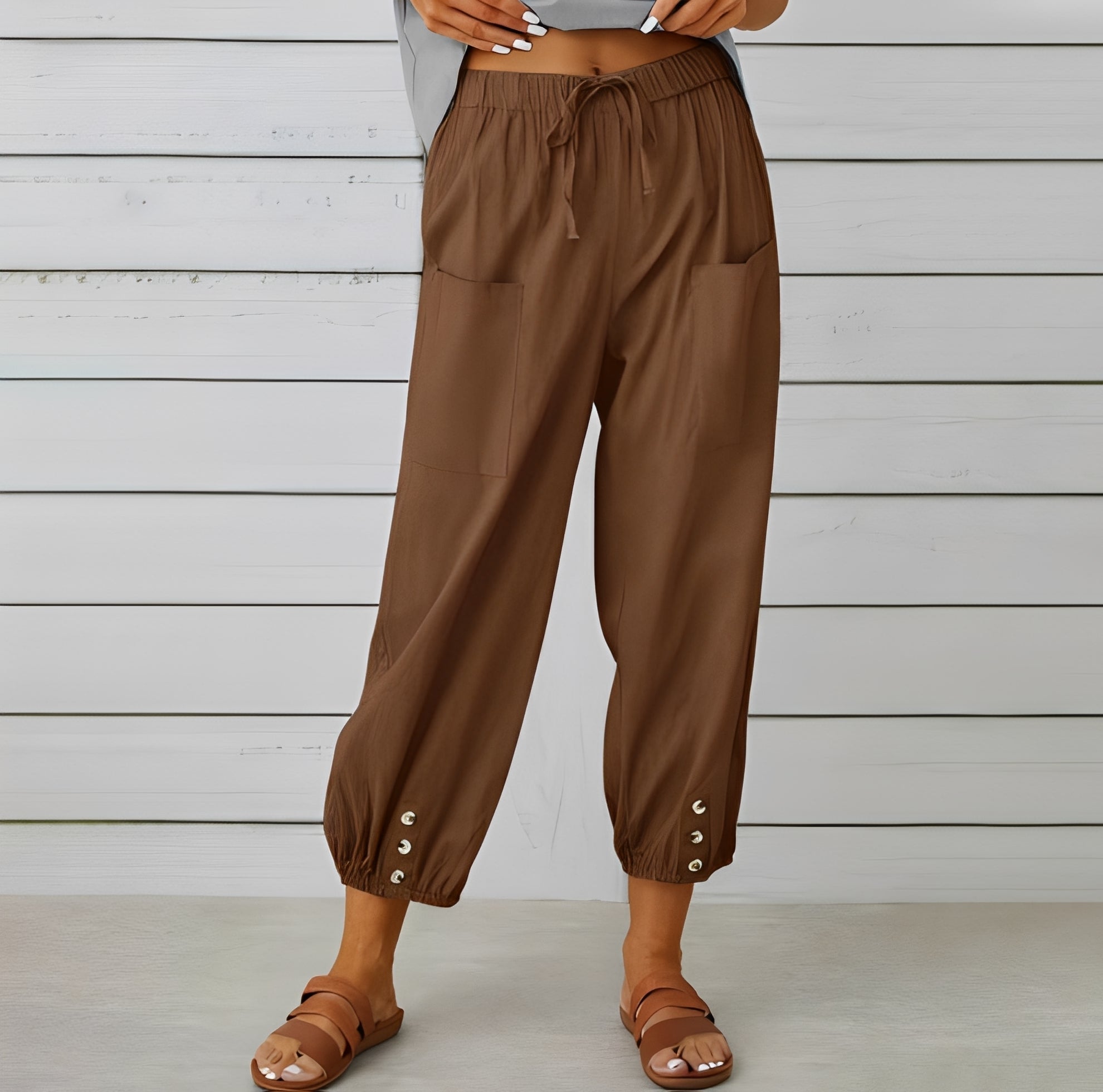 Christa - Pantalon large, décontracté et raccourci pour femmes