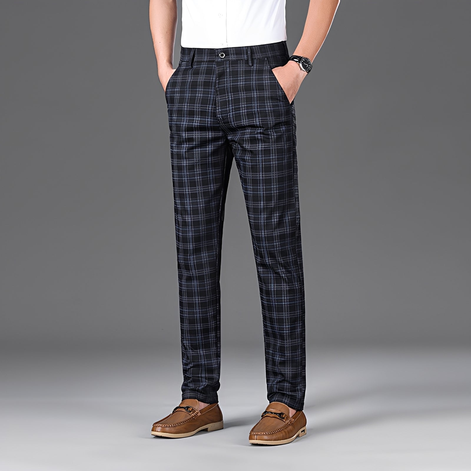 Myers - Pantalon décontracté à motif carreaux