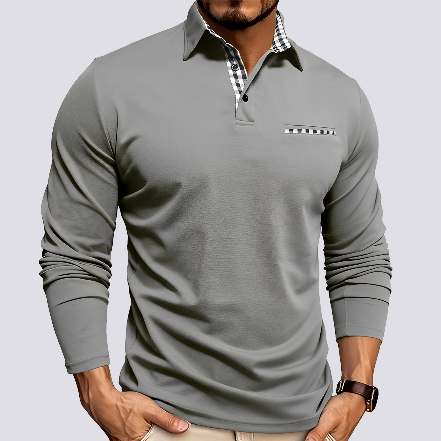 Mark – Polo pour homme – décontracté à manches longues