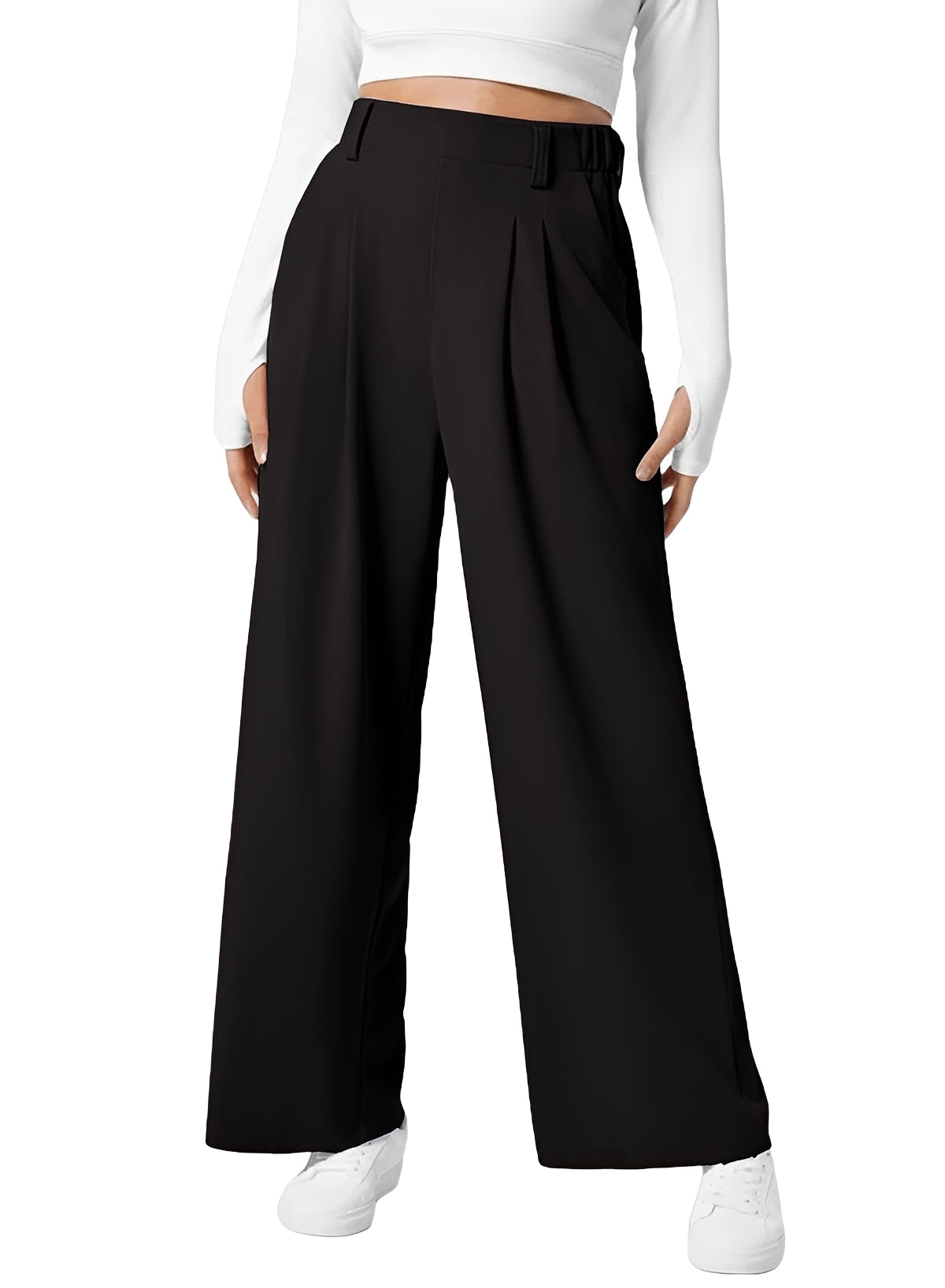 Kyla - Pantalon à Taille Haute Élastique avec Coupe Évasée