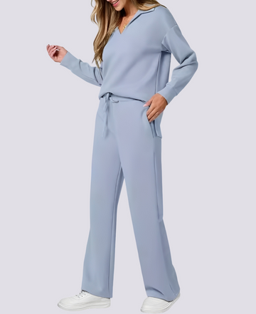 Bella - Ensemble décontracté avec col V et taille élastique