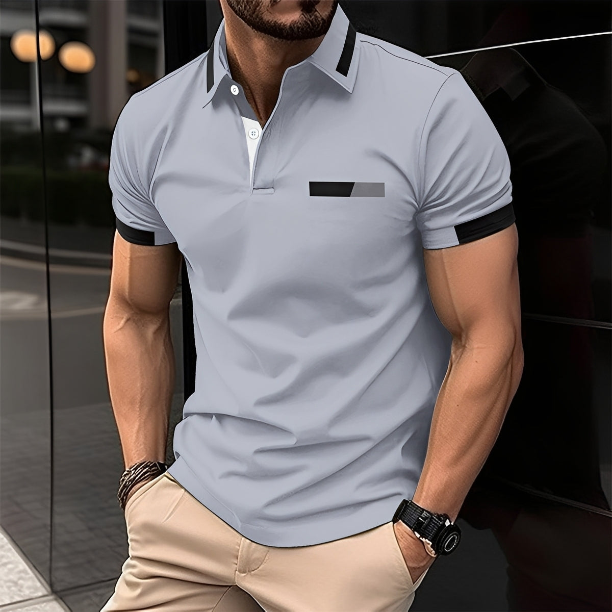 Julian - Polo élégant et sportif avec col rabattu pour hommes