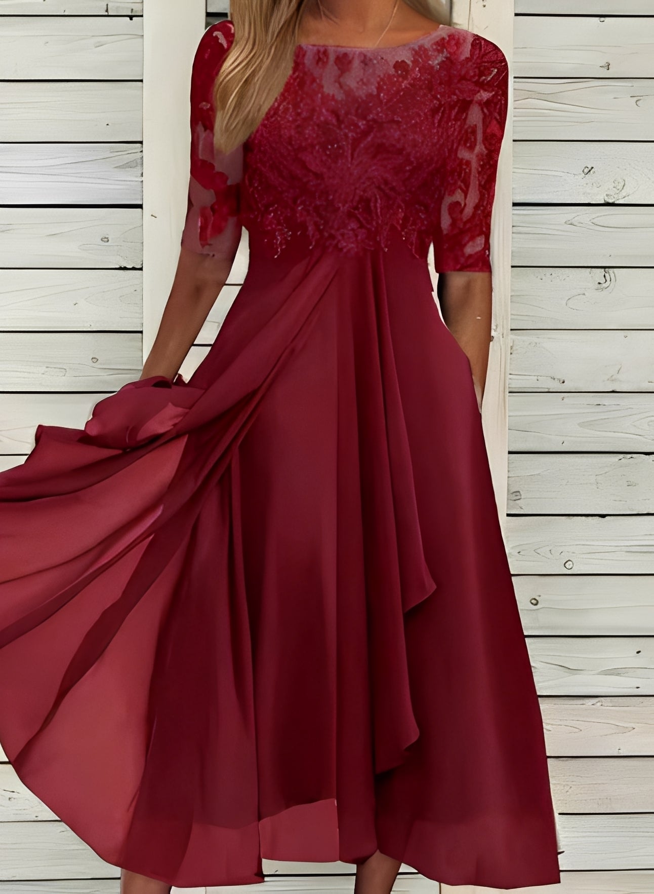 Lena – Robe midi pour femmes – Élégance et confort