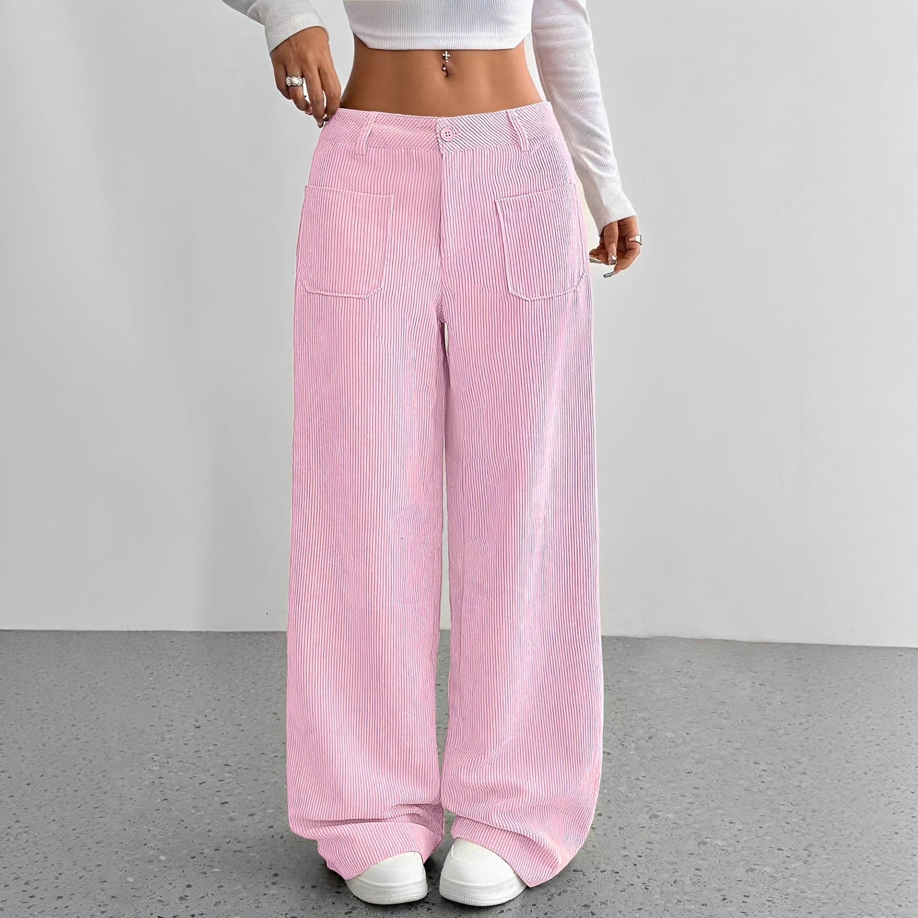 Isabelle - Pantalon taille haute en velours côtelé