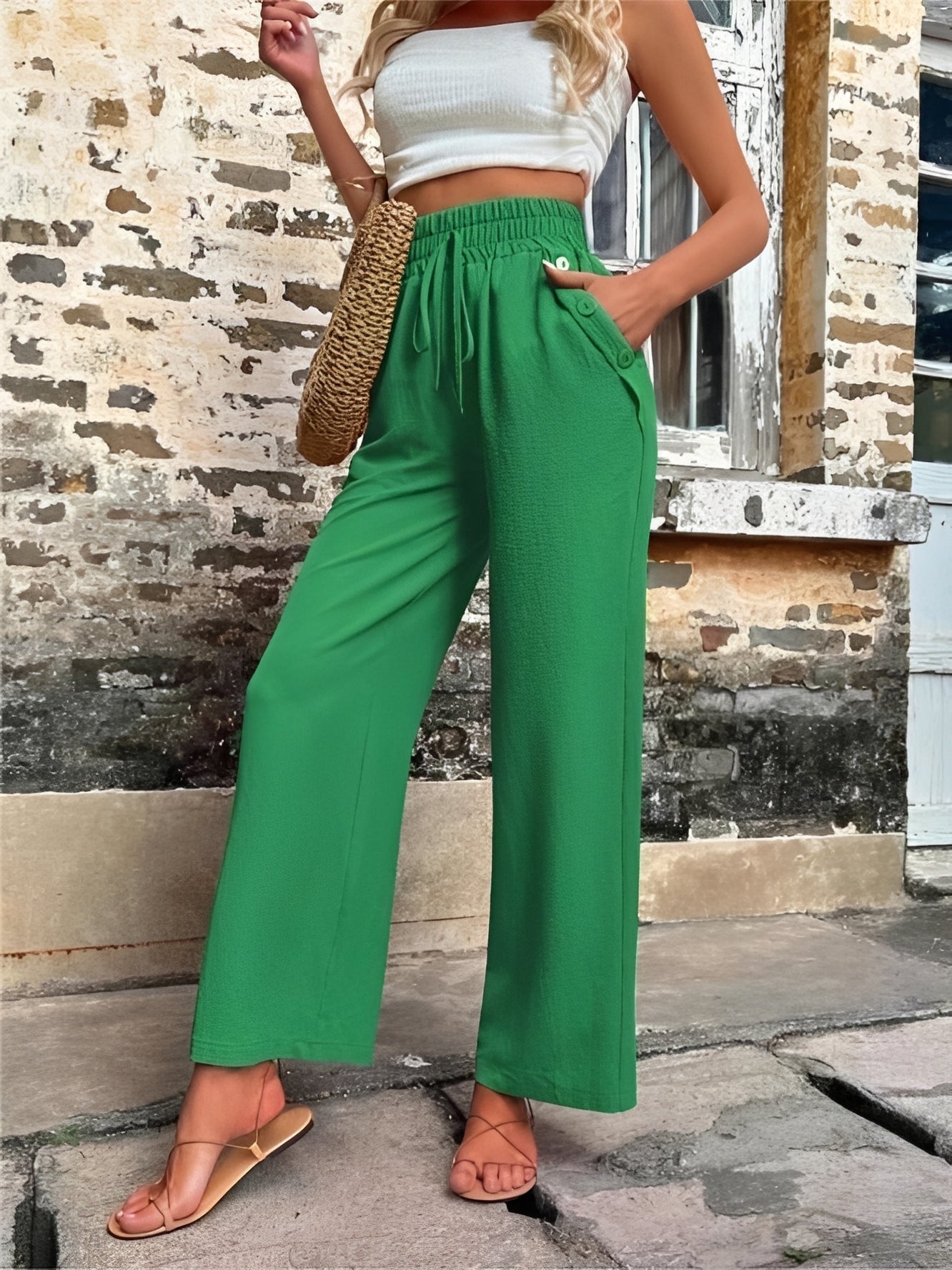 Allie - Pantalon ample, élégant et taille haute pour femmes