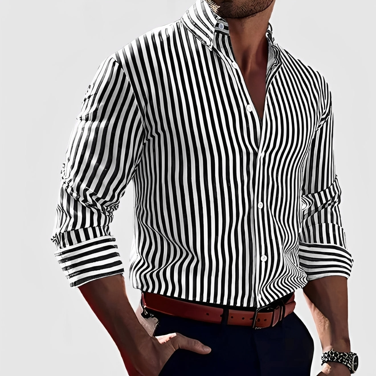 Robbins - Chemise casual à rayures avec manches longues