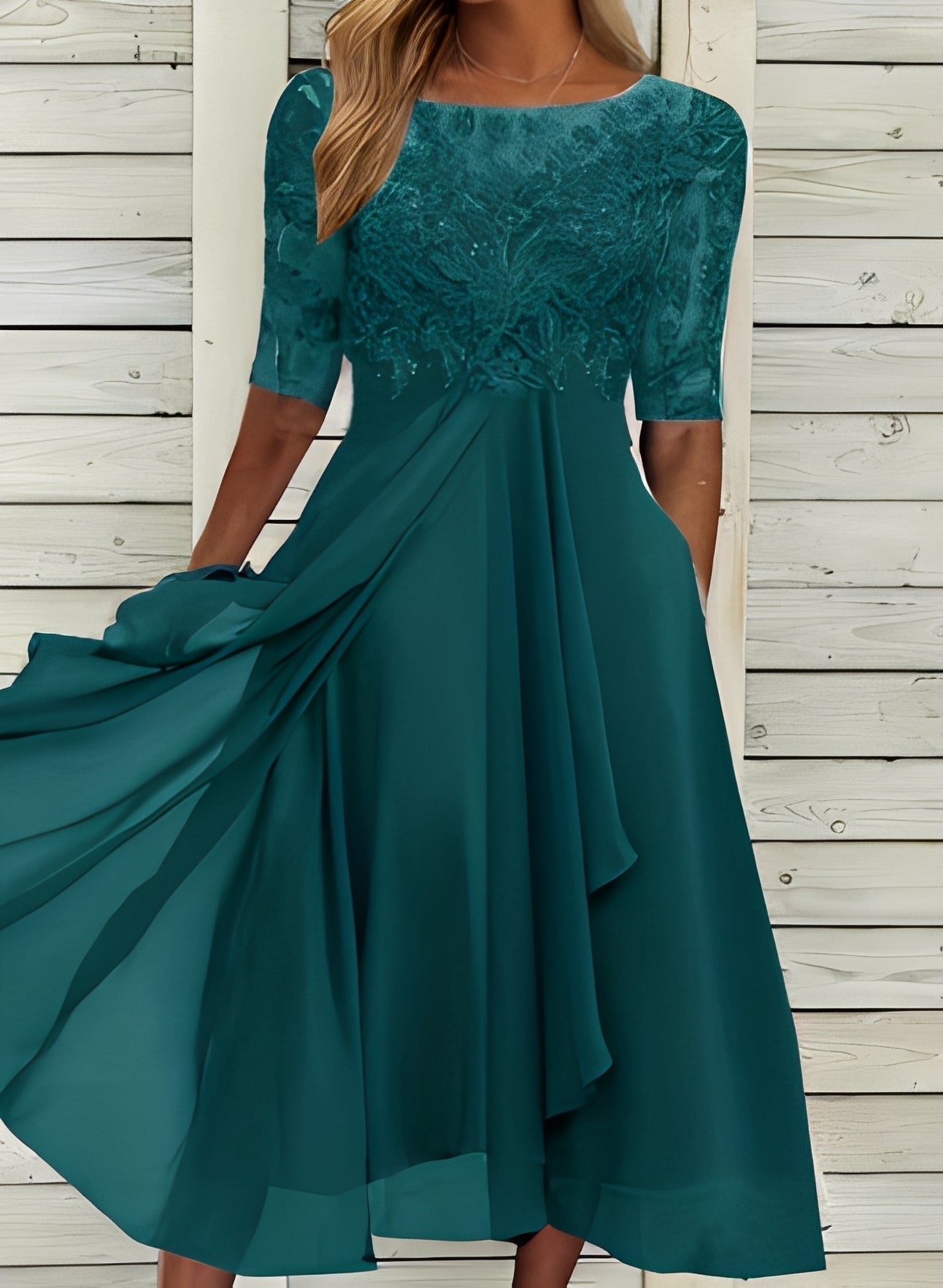 Lena – Robe midi pour femmes – Élégance et confort
