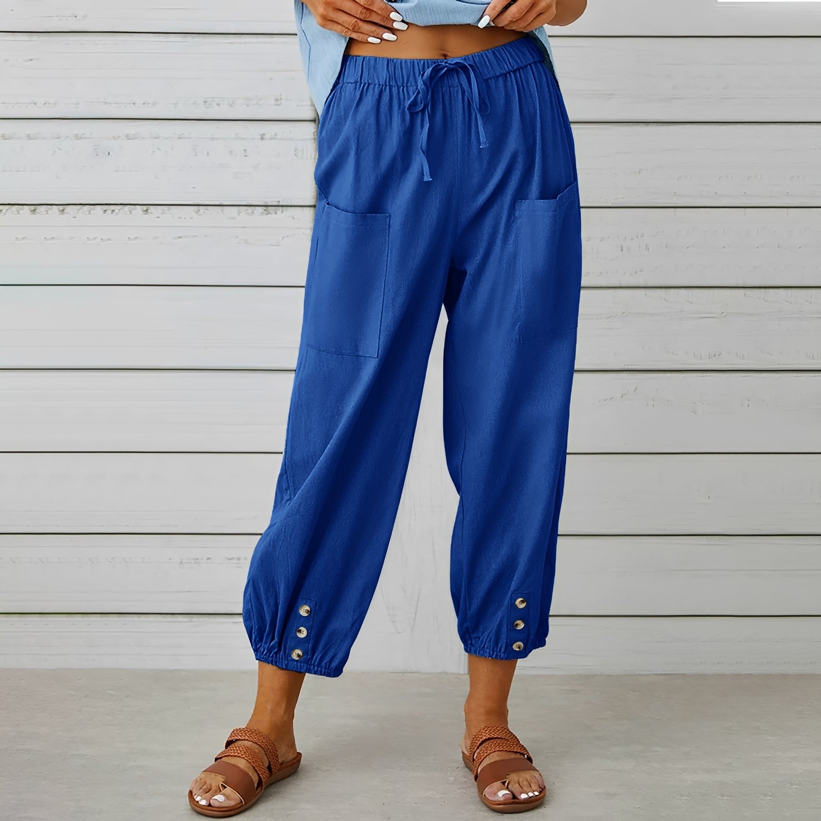 Christa - Pantalon large, décontracté et raccourci pour femmes