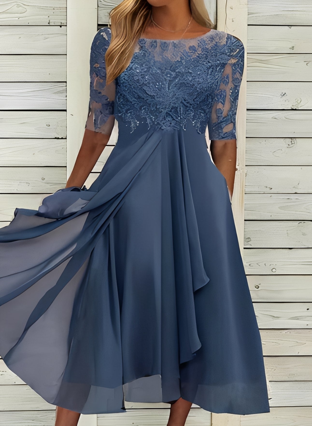 Lena – Robe midi pour femmes – Élégance et confort