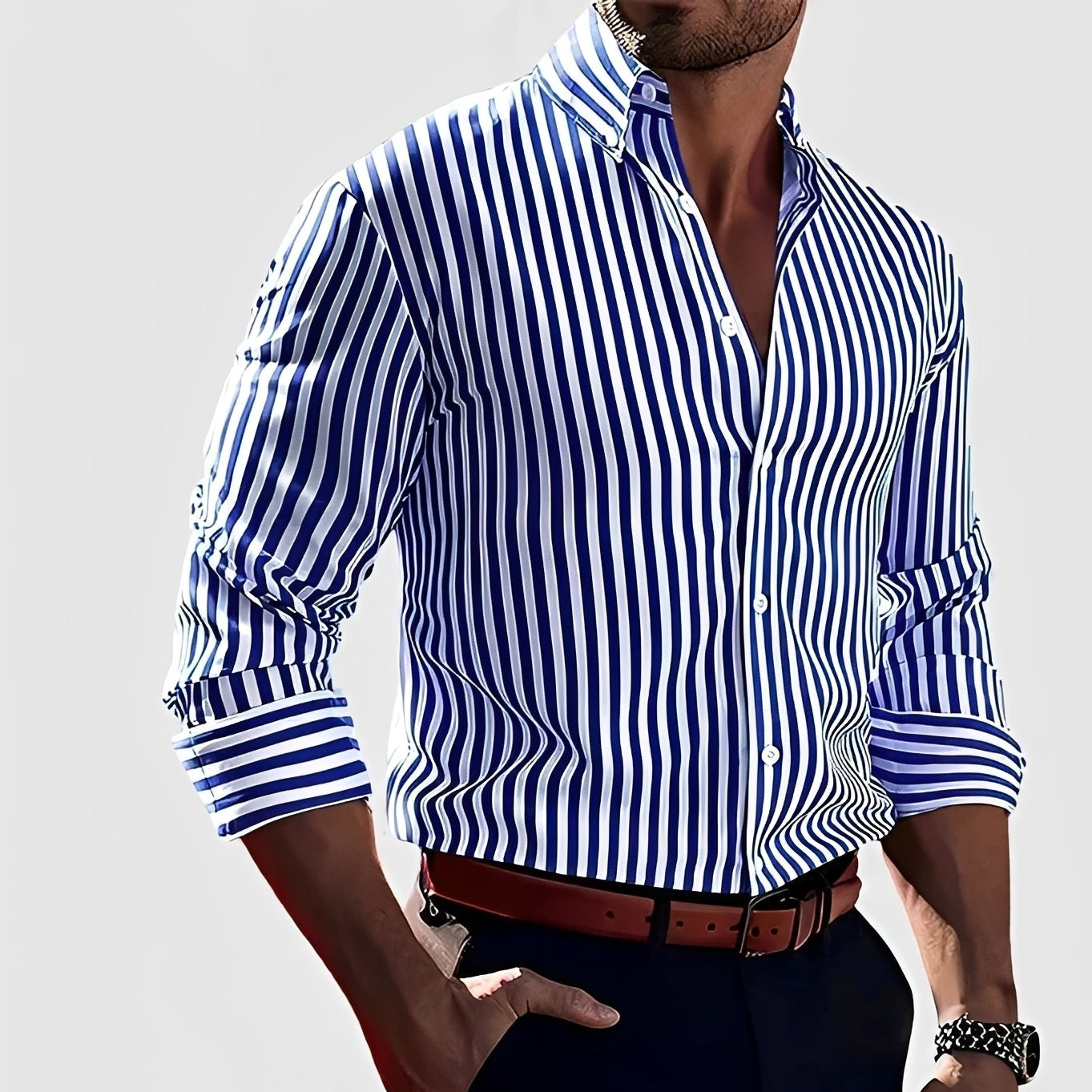 Robbins - Chemise casual à rayures avec manches longues