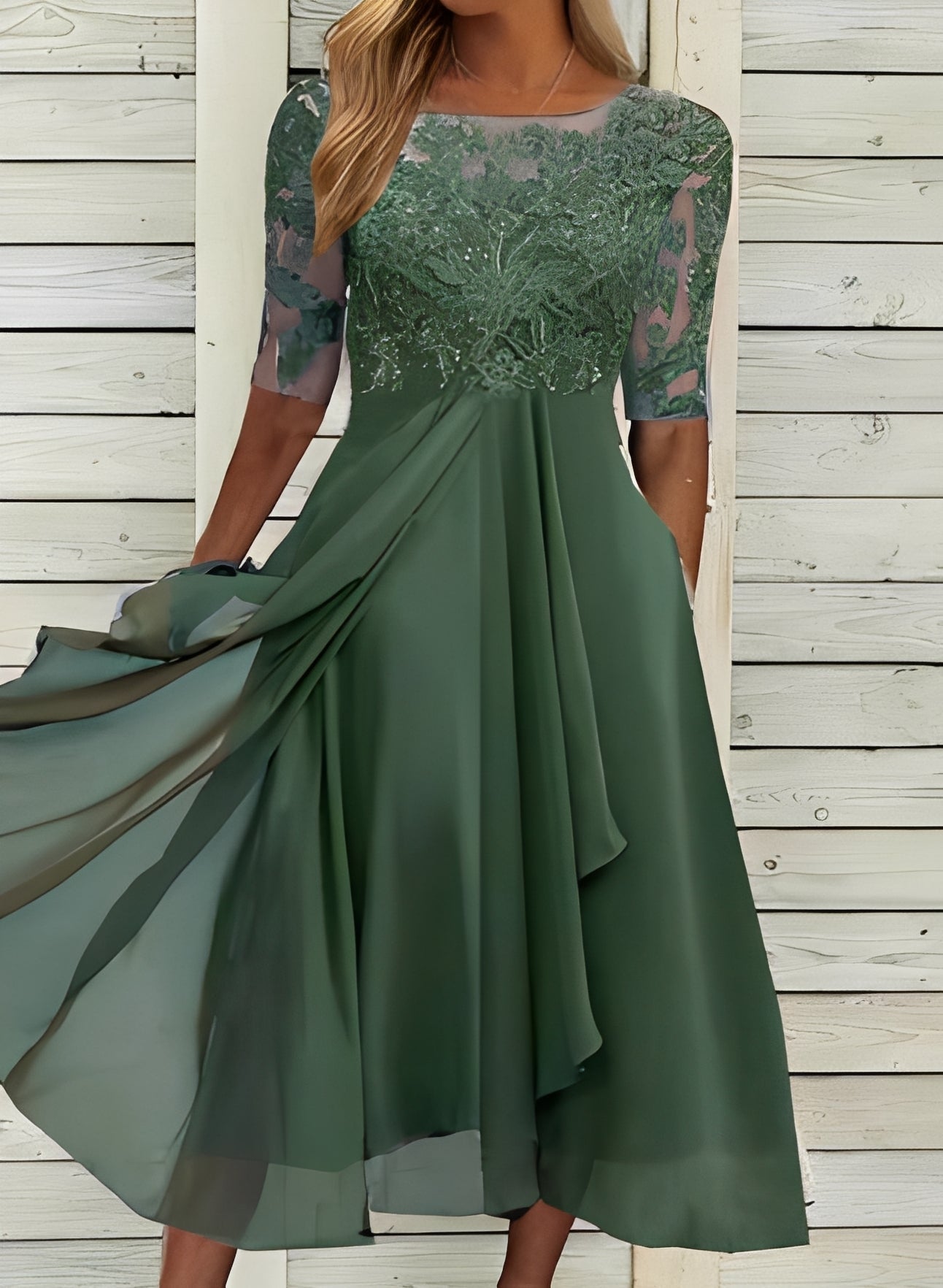 Lena – Robe midi pour femmes – Élégance et confort