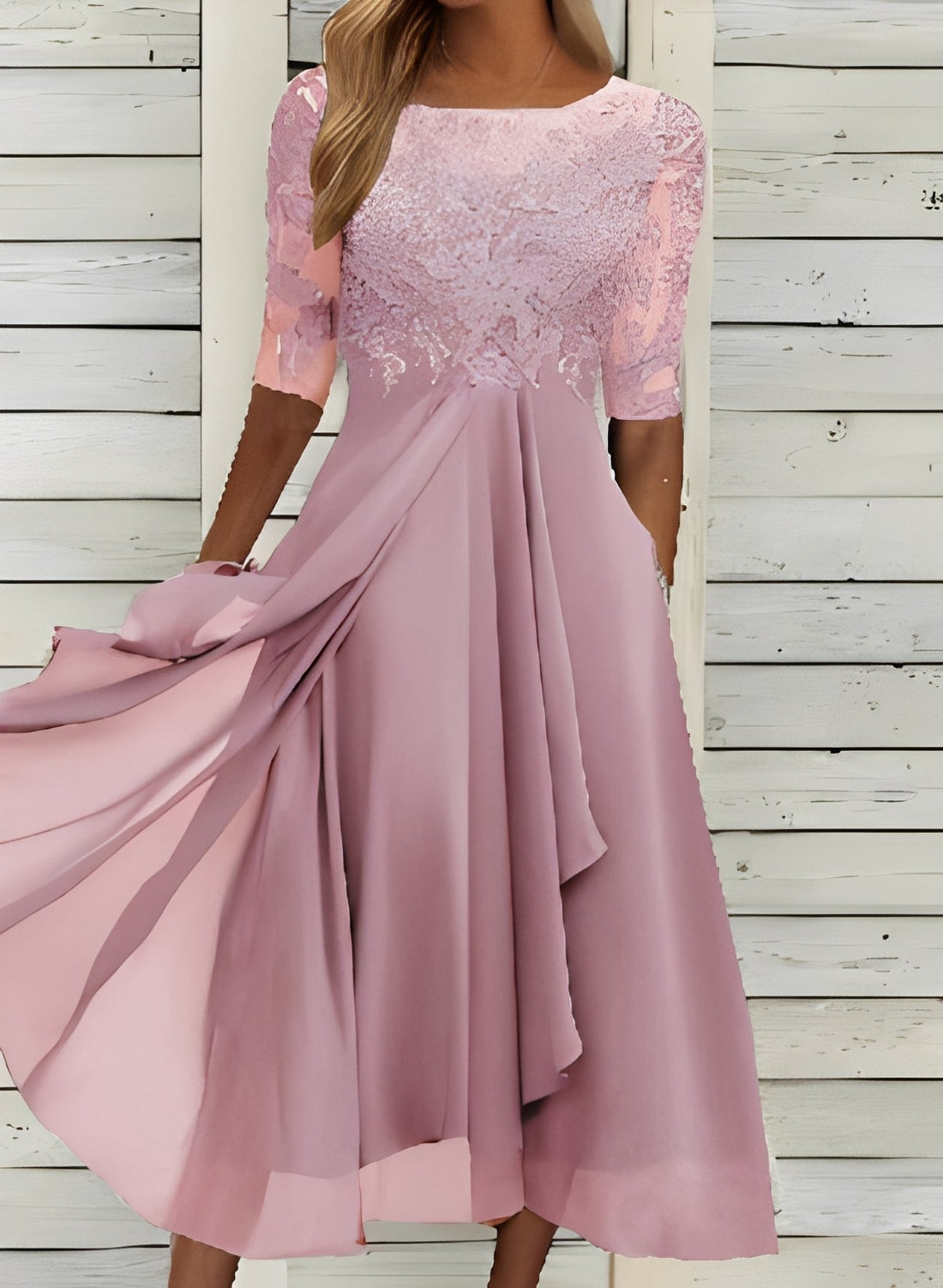 Lena – Robe midi pour femmes – Élégance et confort