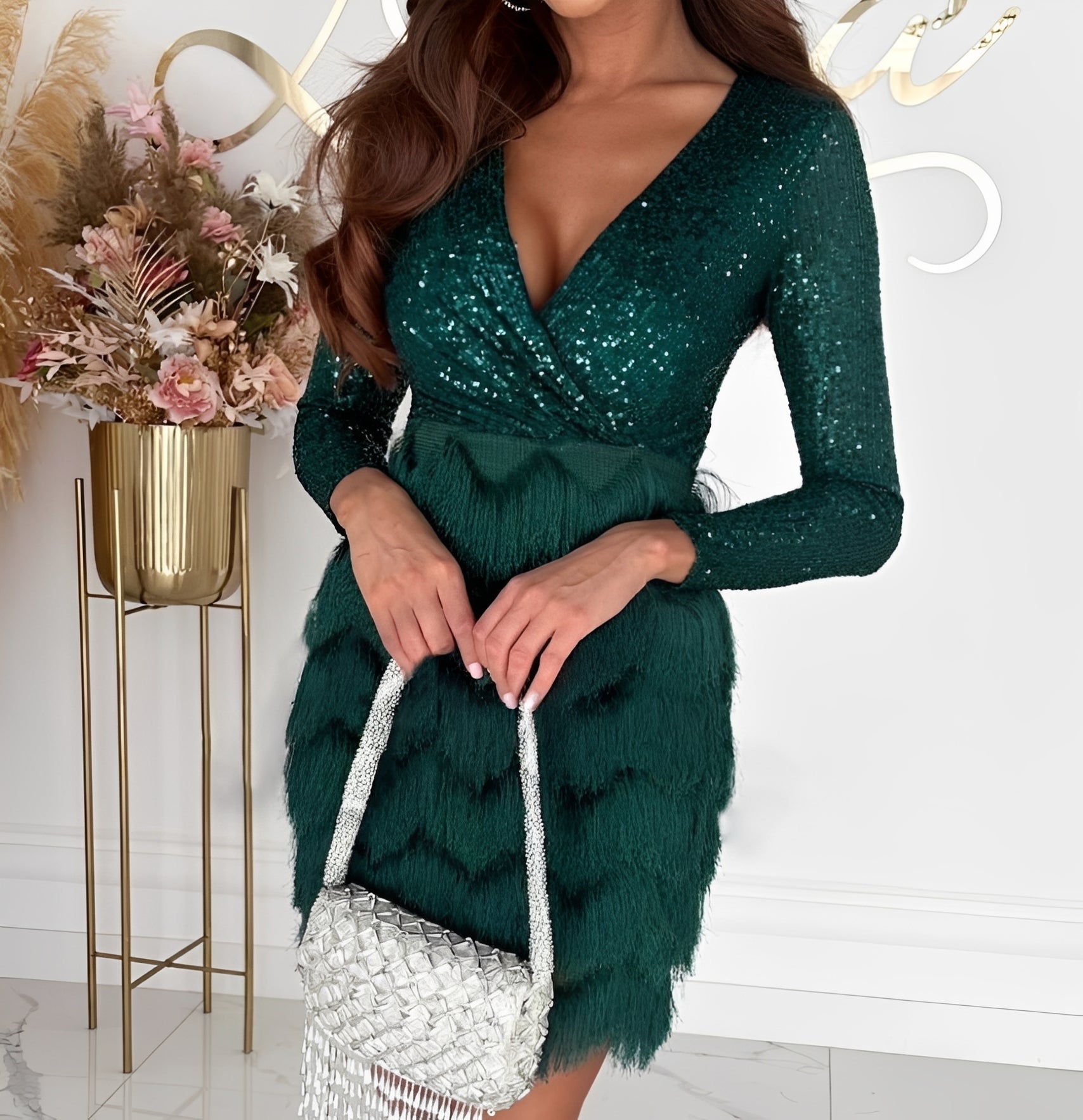 Isabelle - Robe courte à paillettes chic