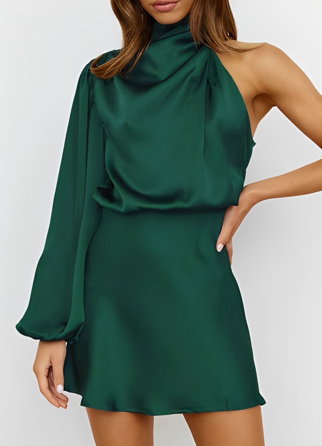 Sammy - Robe chic avec une épaule et manches longues