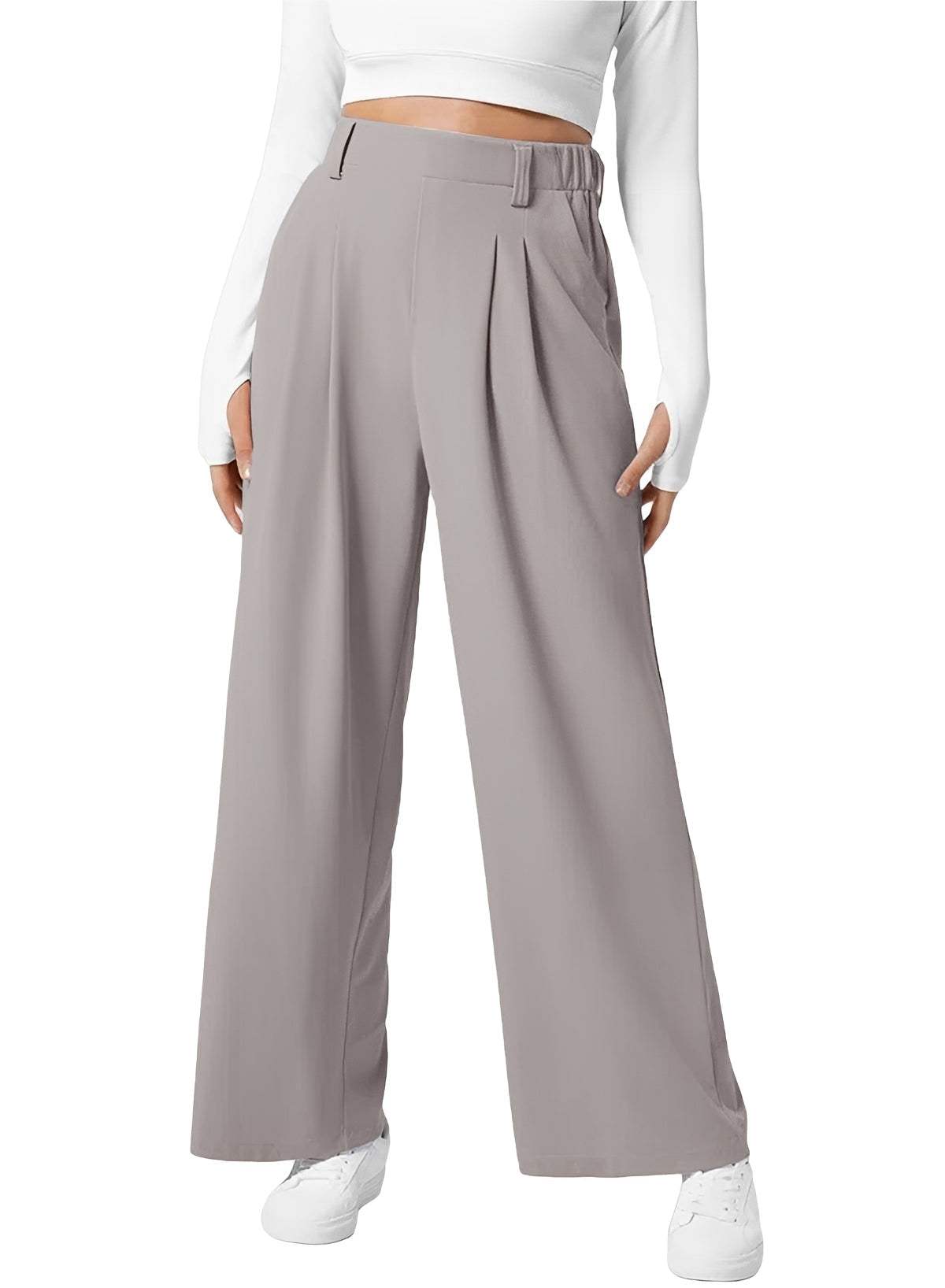 Kyla - Pantalon à Taille Haute Élastique avec Coupe Évasée