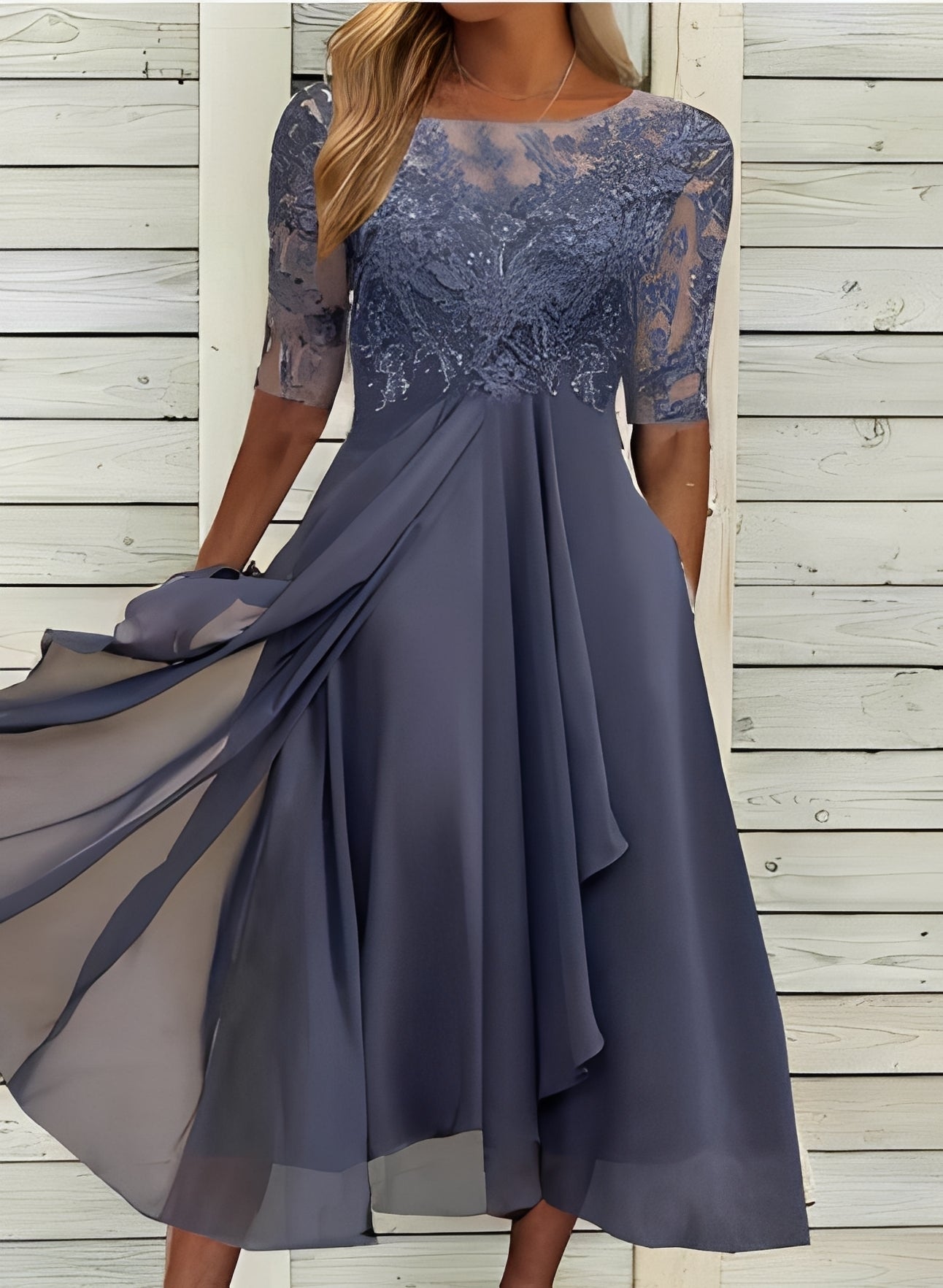Lena – Robe midi pour femmes – Élégance et confort