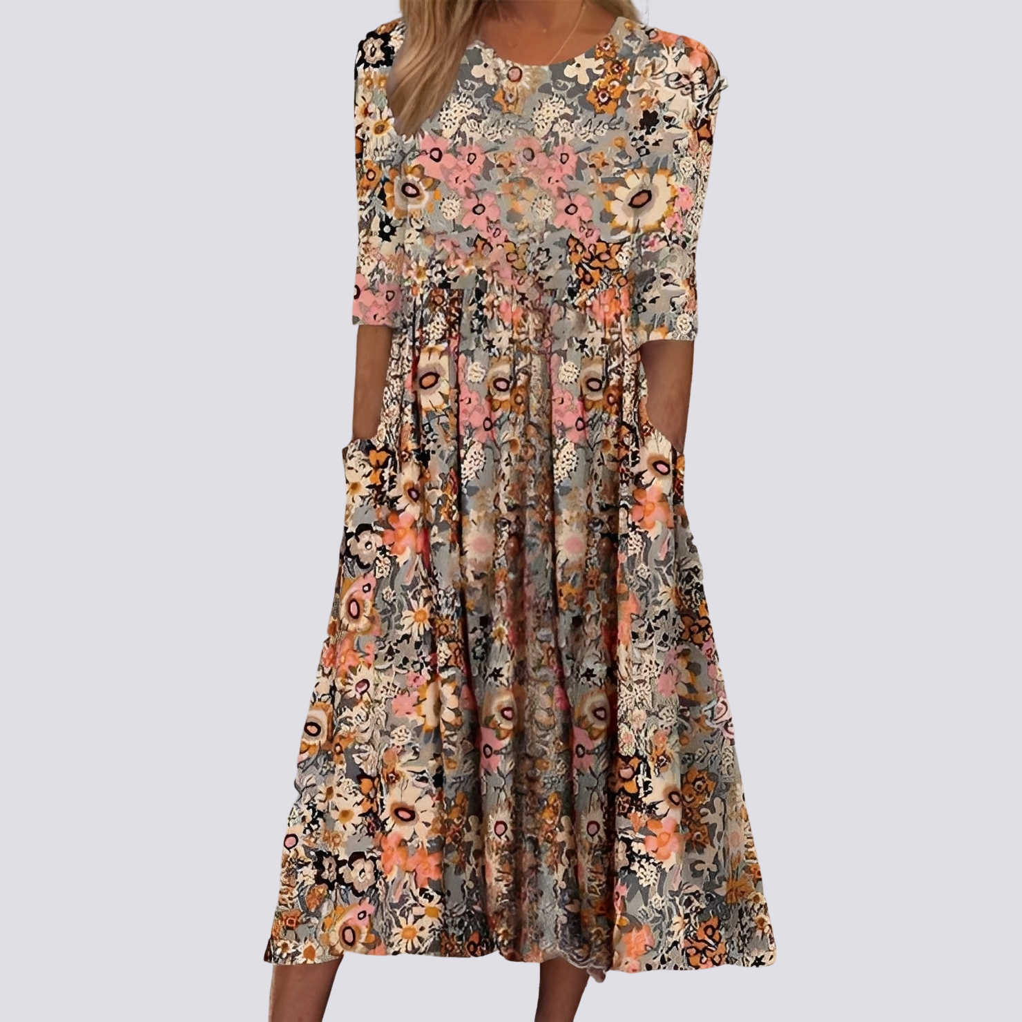 Lucie - Élégante robe longue à fleurs
