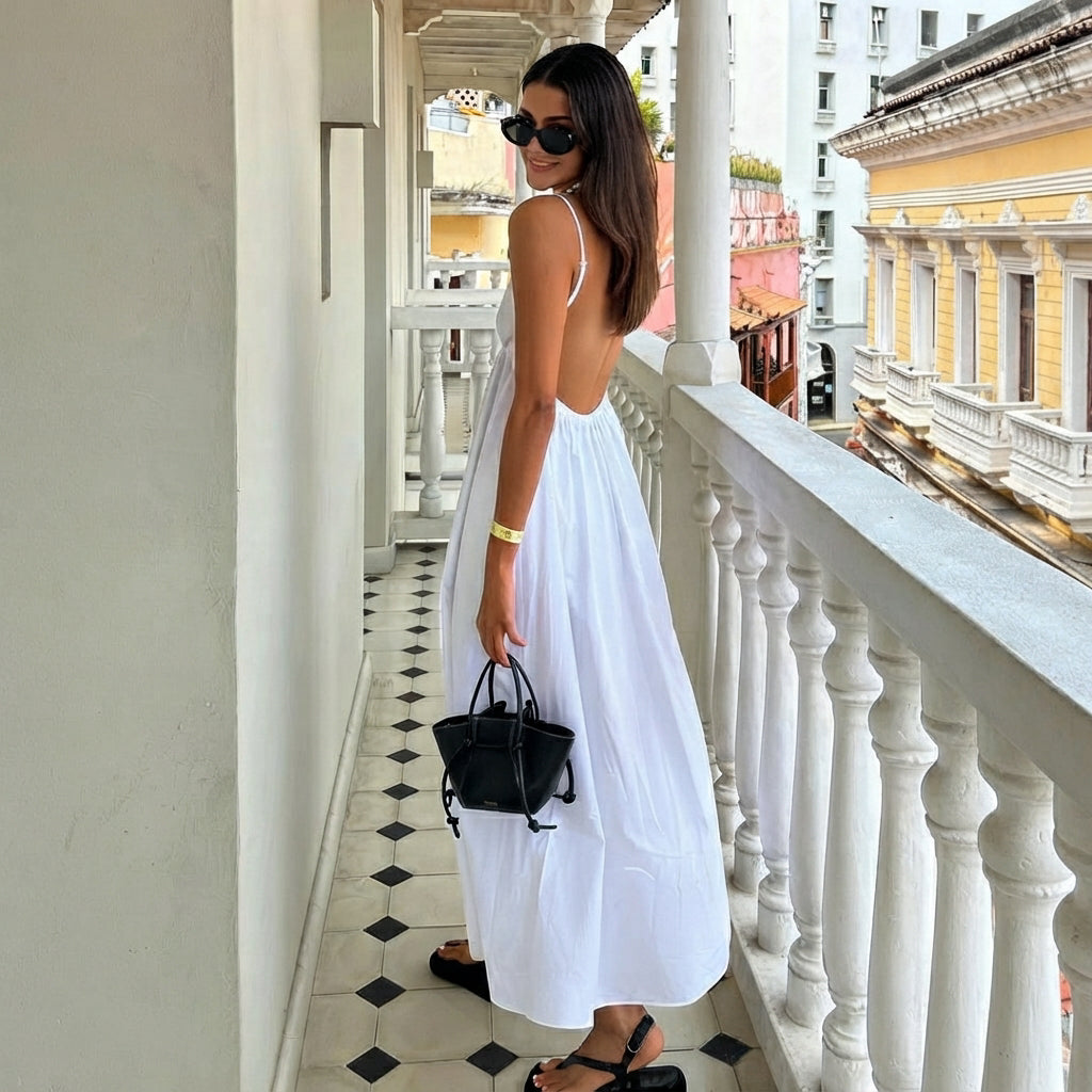 Rhian - Élégante Robe à Dos Ouvert