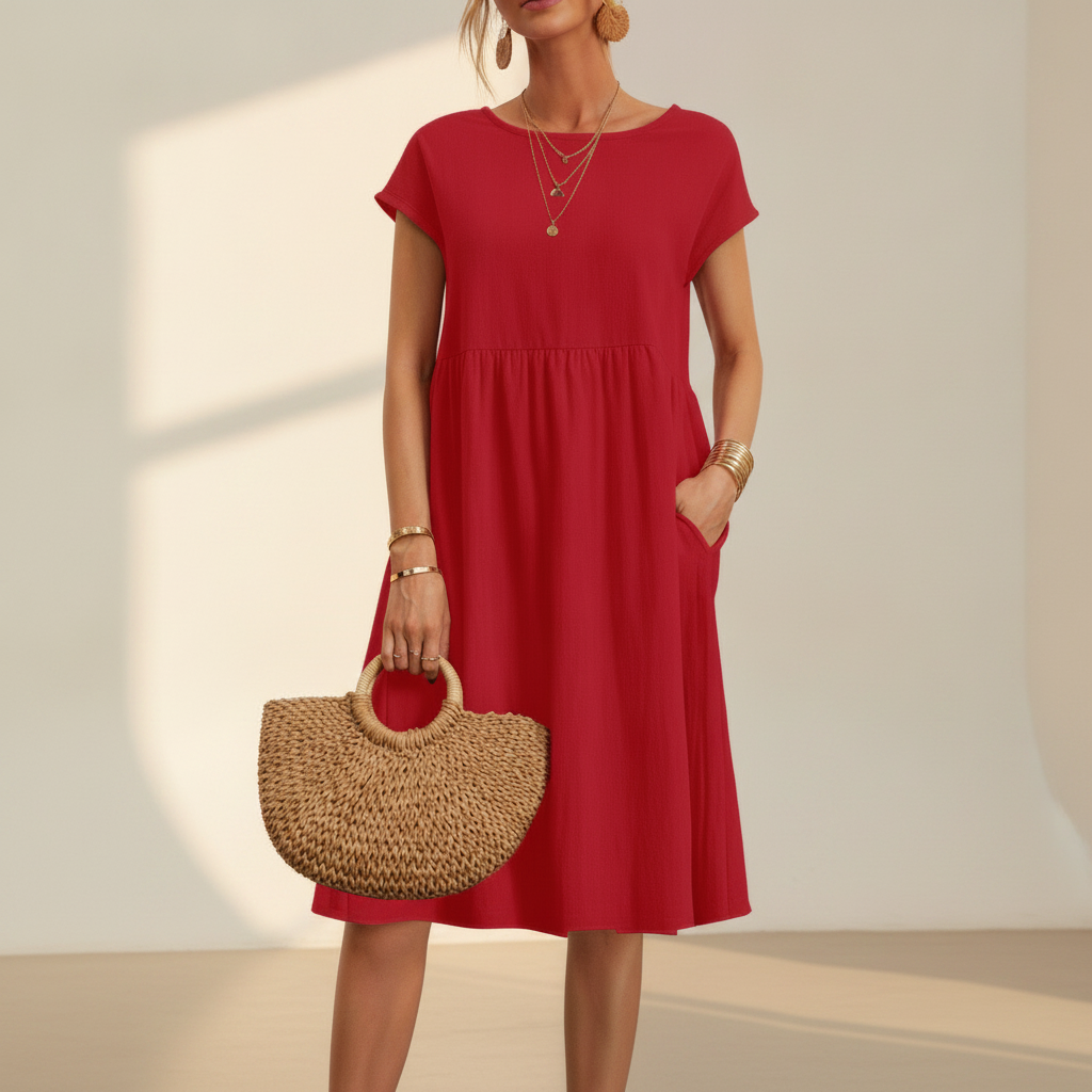 Nubia - Robe Midi Raffinée à Encolure Ronde
