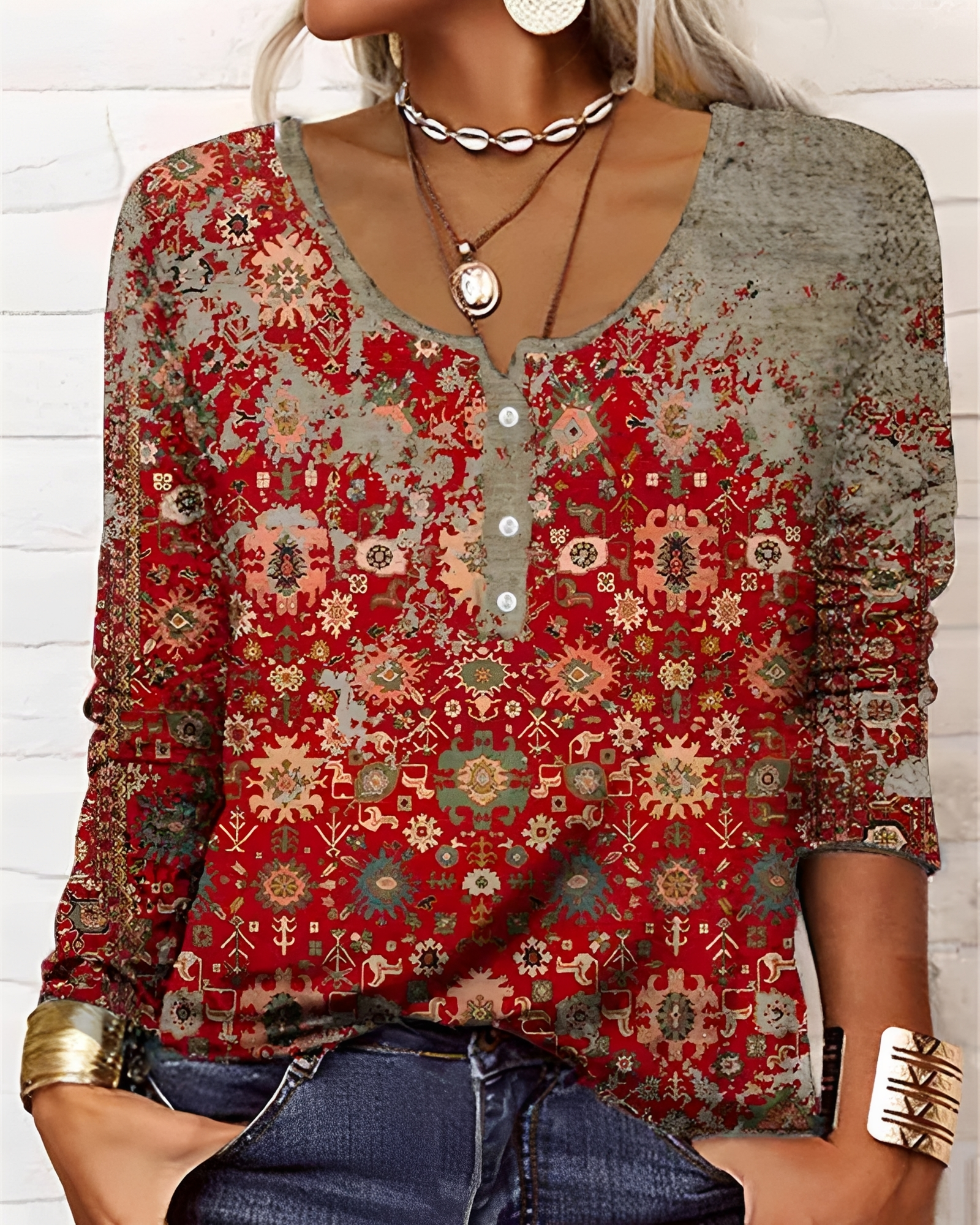Alejandra - Chic Blouse à Boutons Partiels