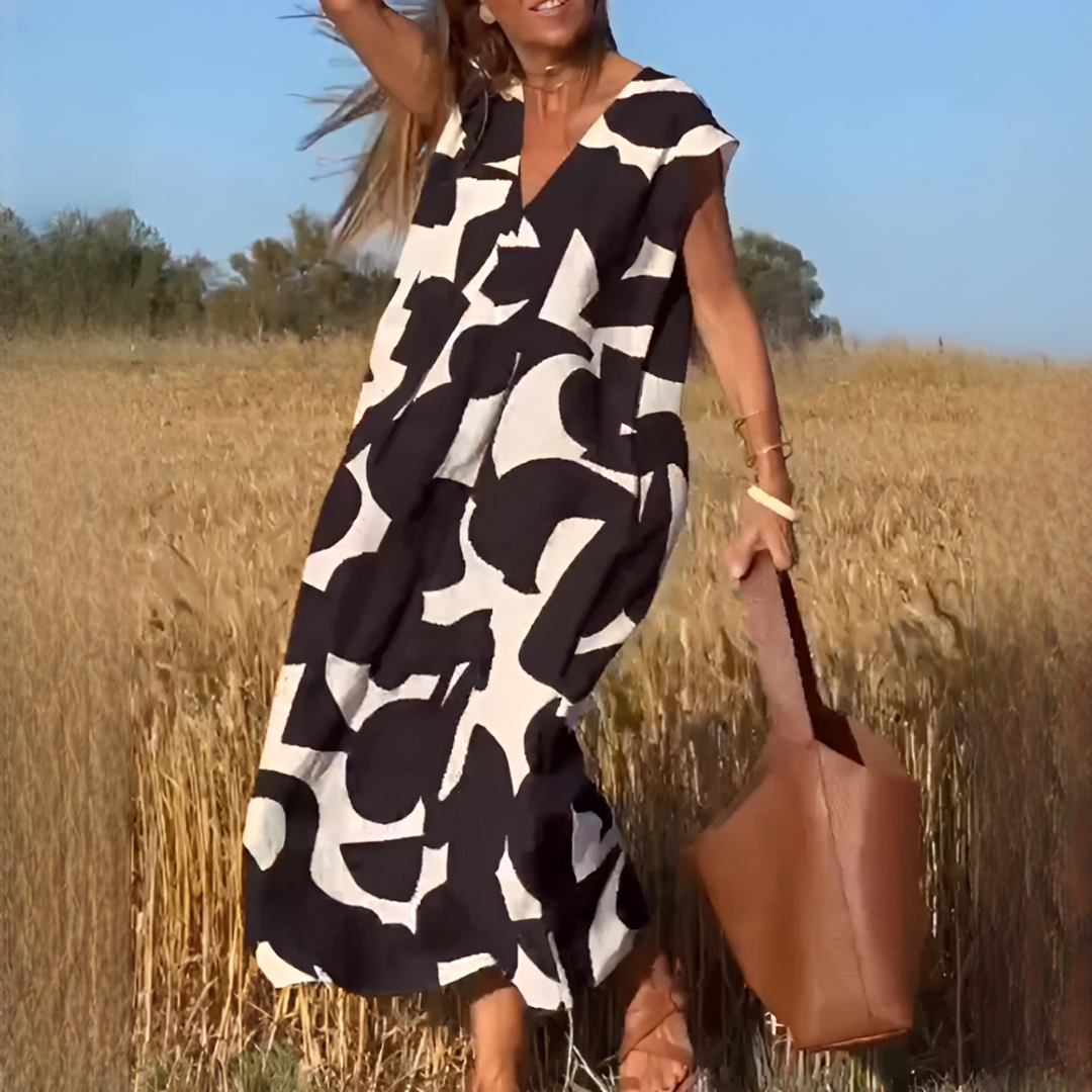 Vicky - Robe Élégante Col V Coupe Large