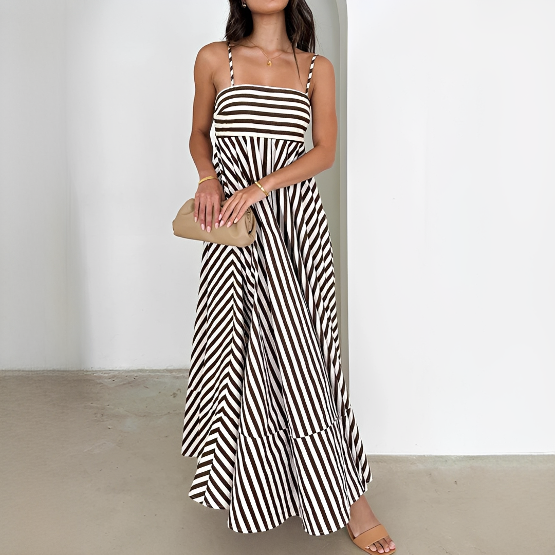 Lerra - Robe Maxi Plissée à Rayures