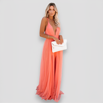 Lidia - Robe Maxi Élégante à Col V
