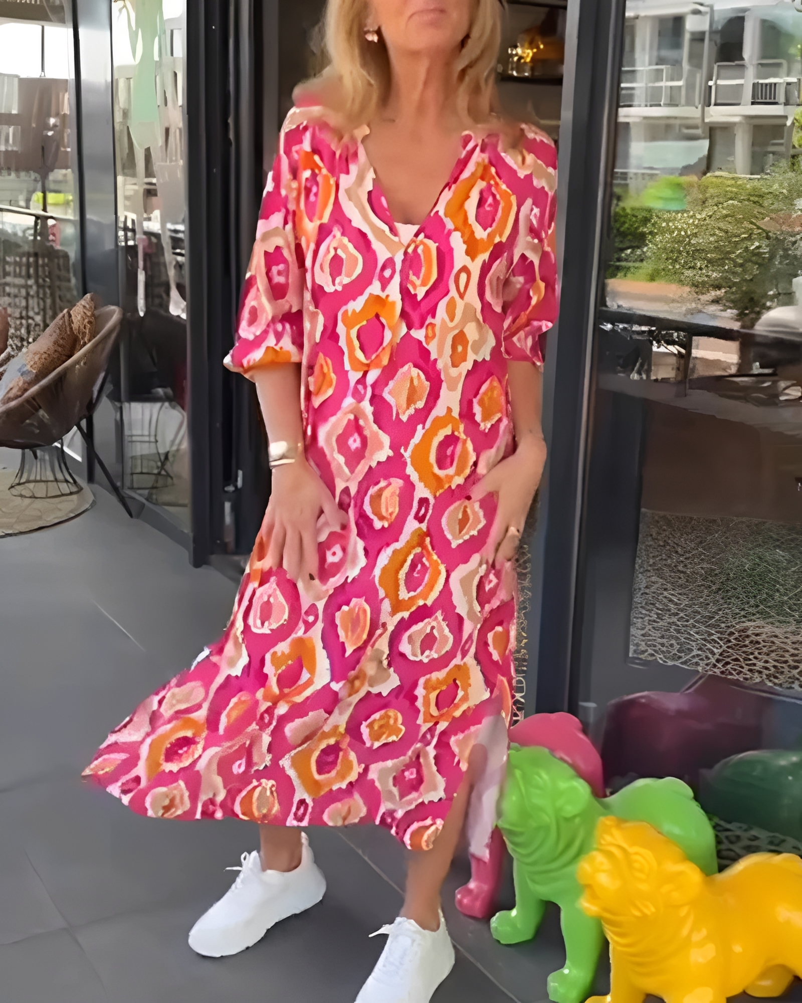 Rachael - Robe Midi Chic à Col en V