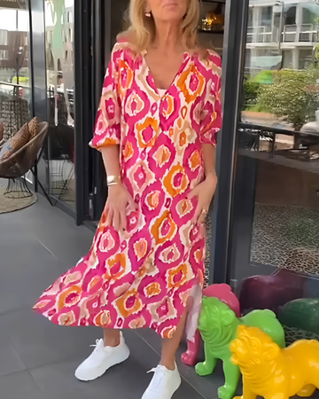 Rachael - Robe Midi Chic à Col en V