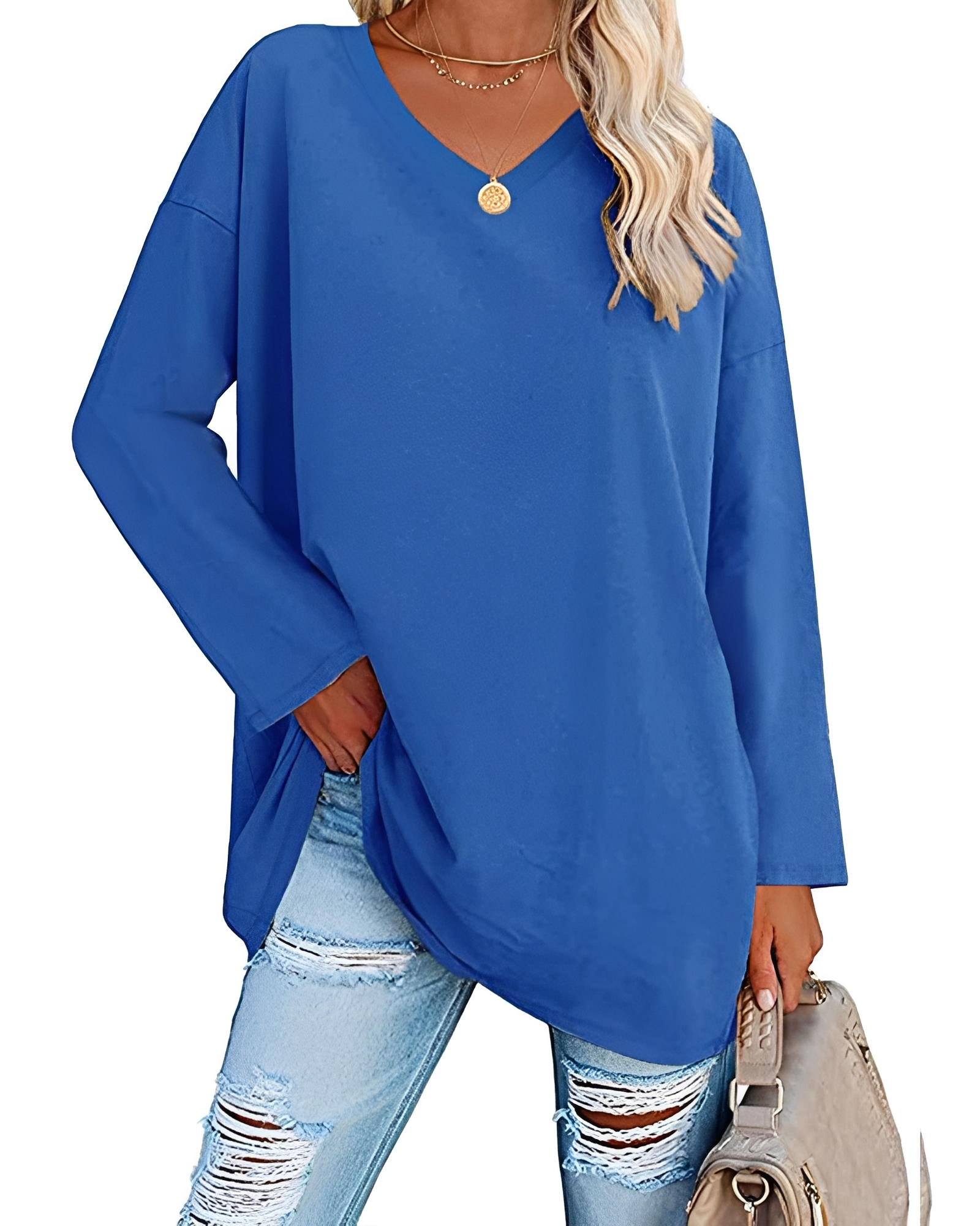 Kendra - Blouse large avec col en V sophistiqué