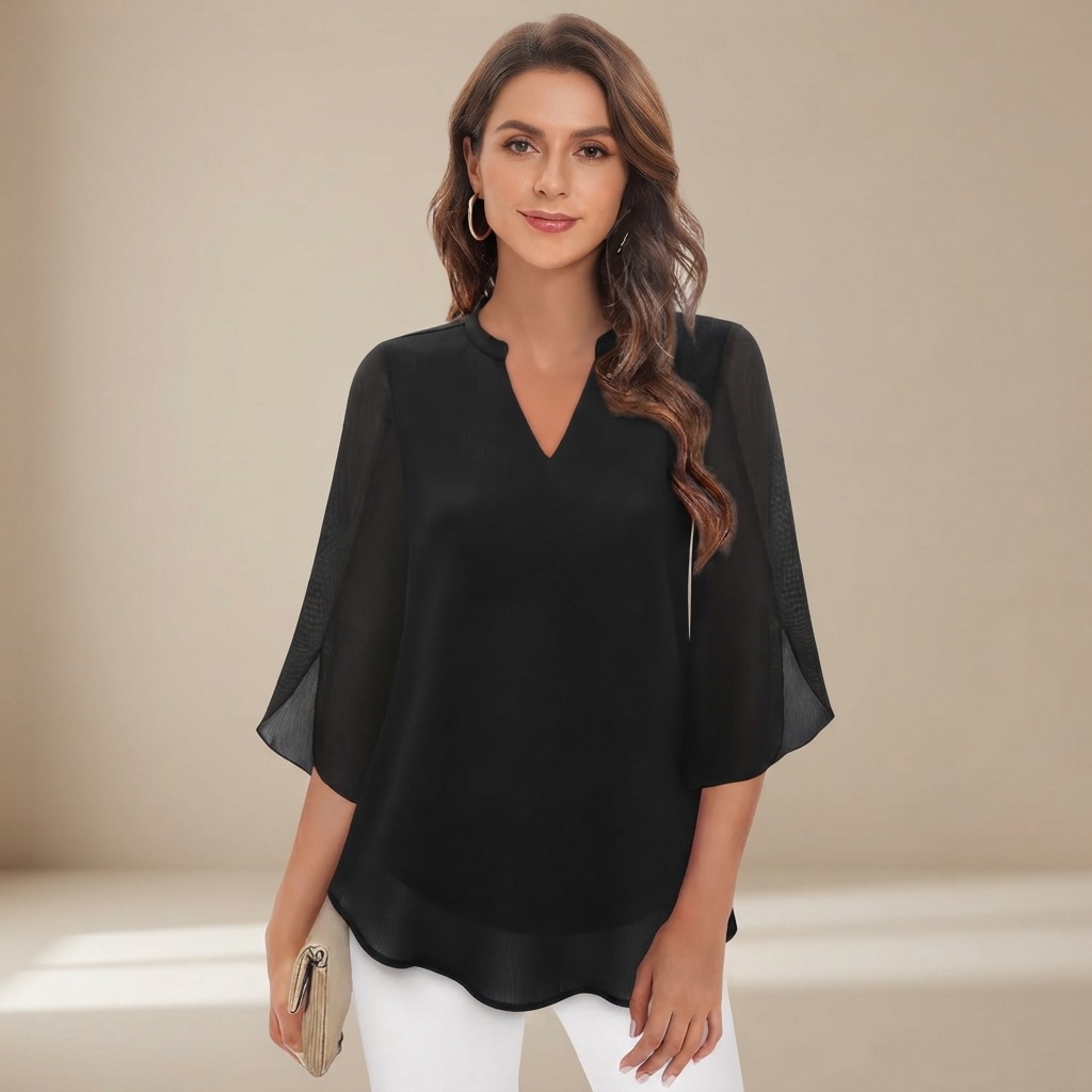 Arsine - Blouse chic à coupe large et col en V