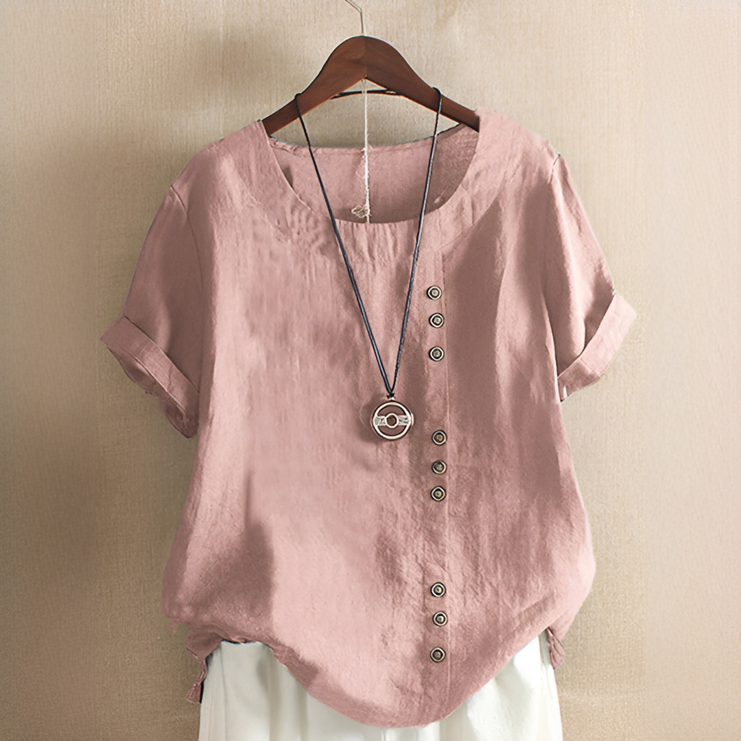 Noelle - Blouse Tendance avec Boutons et Coupe Décontractée