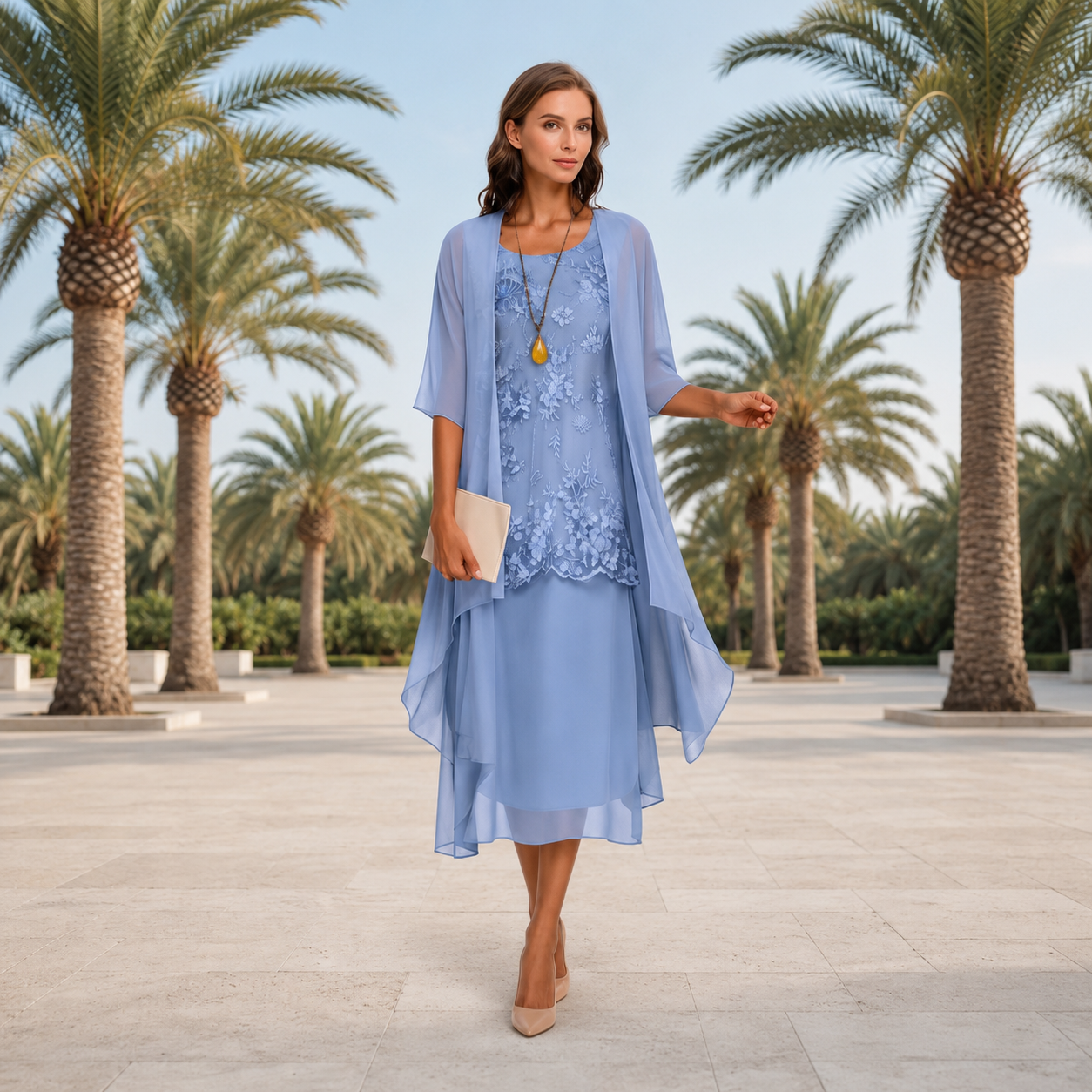 Krystal - Élégante robe midi en deux parties