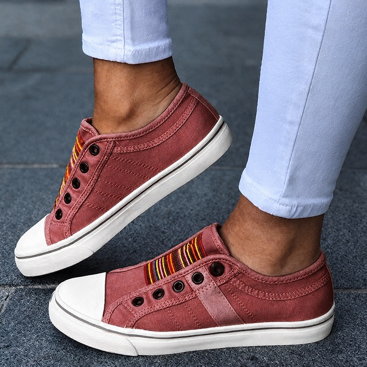 Jorrie - Sneakers Classiques en Tissu Élastique