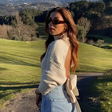 Adelyn - Pull tendance avec un nœud au dos