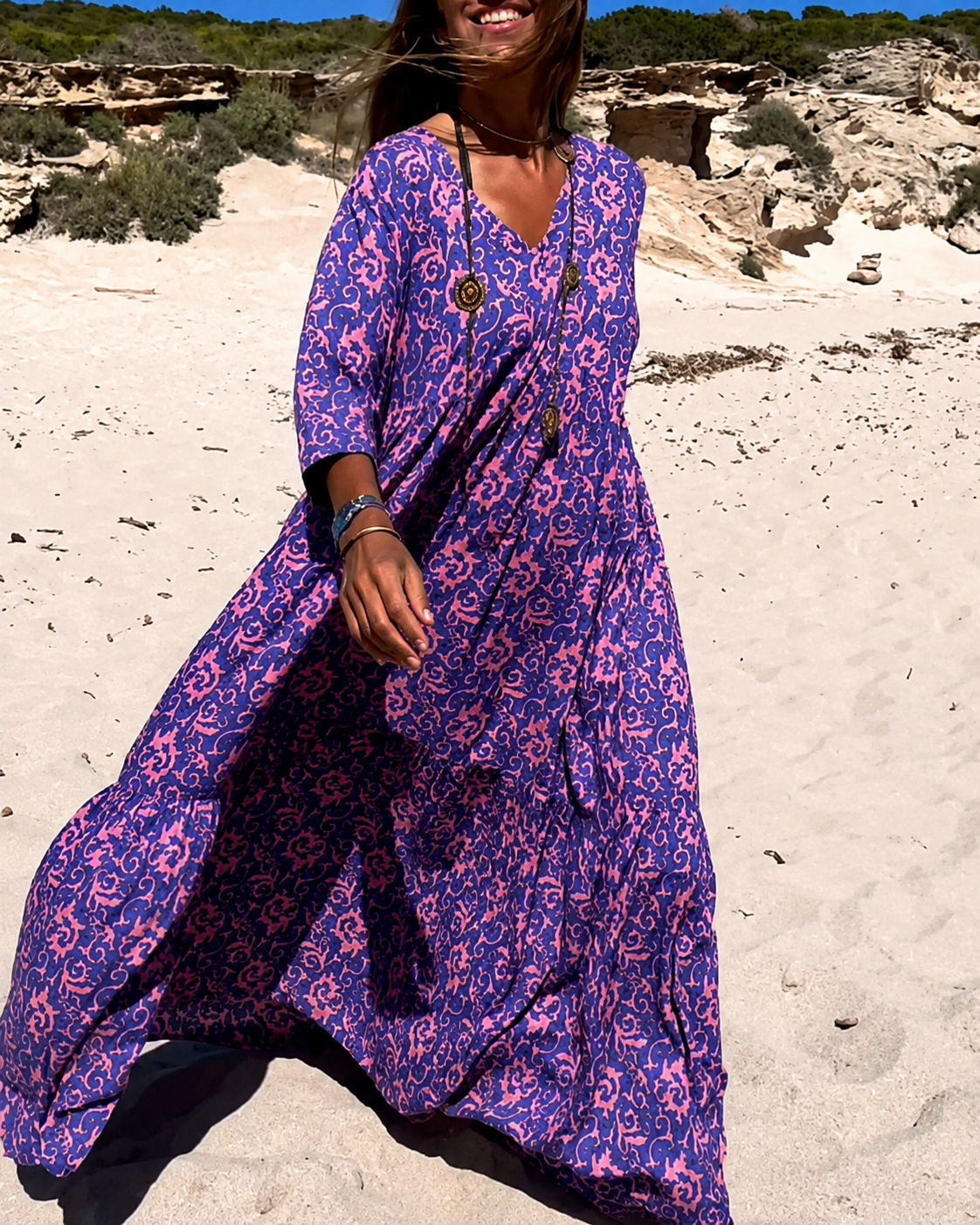 Lucienne - Robe à Col V Tendance