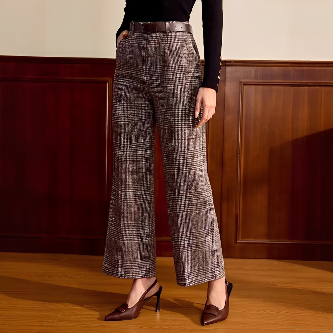 Christabel - Pantalon à Motif Carreaux Taille Haute