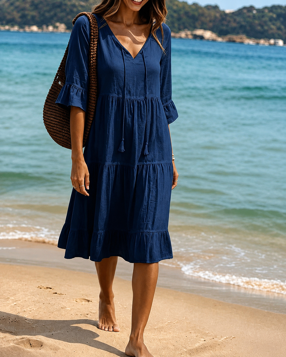 Lorraine - Robe Midi Chic avec Col V