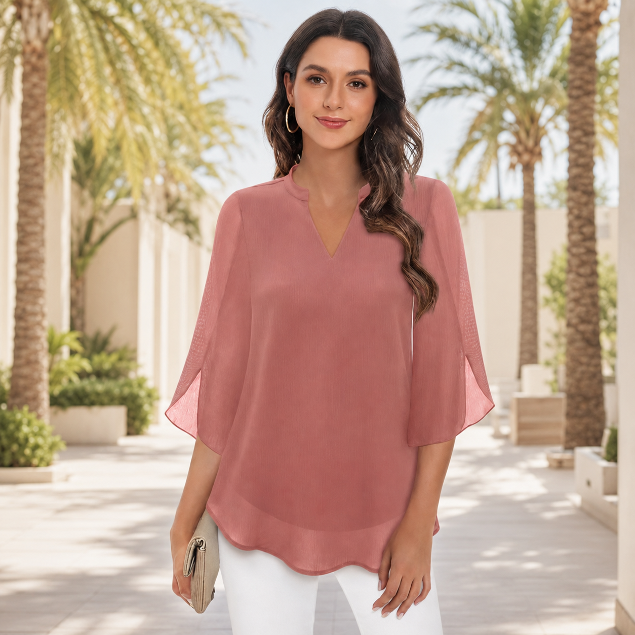Arsine - Blouse chic à coupe large et col en V