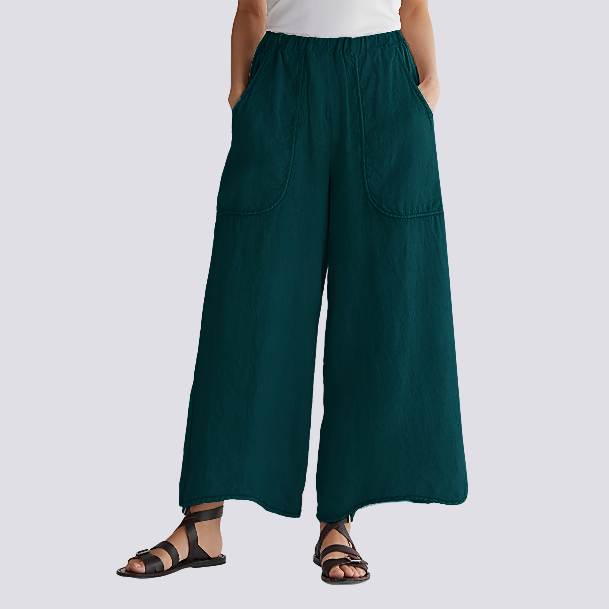 Angela - Pantalon femme à jambes larges et style décontracté