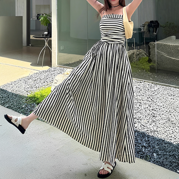 Cindy - Robe Maxi Rayée Élégante