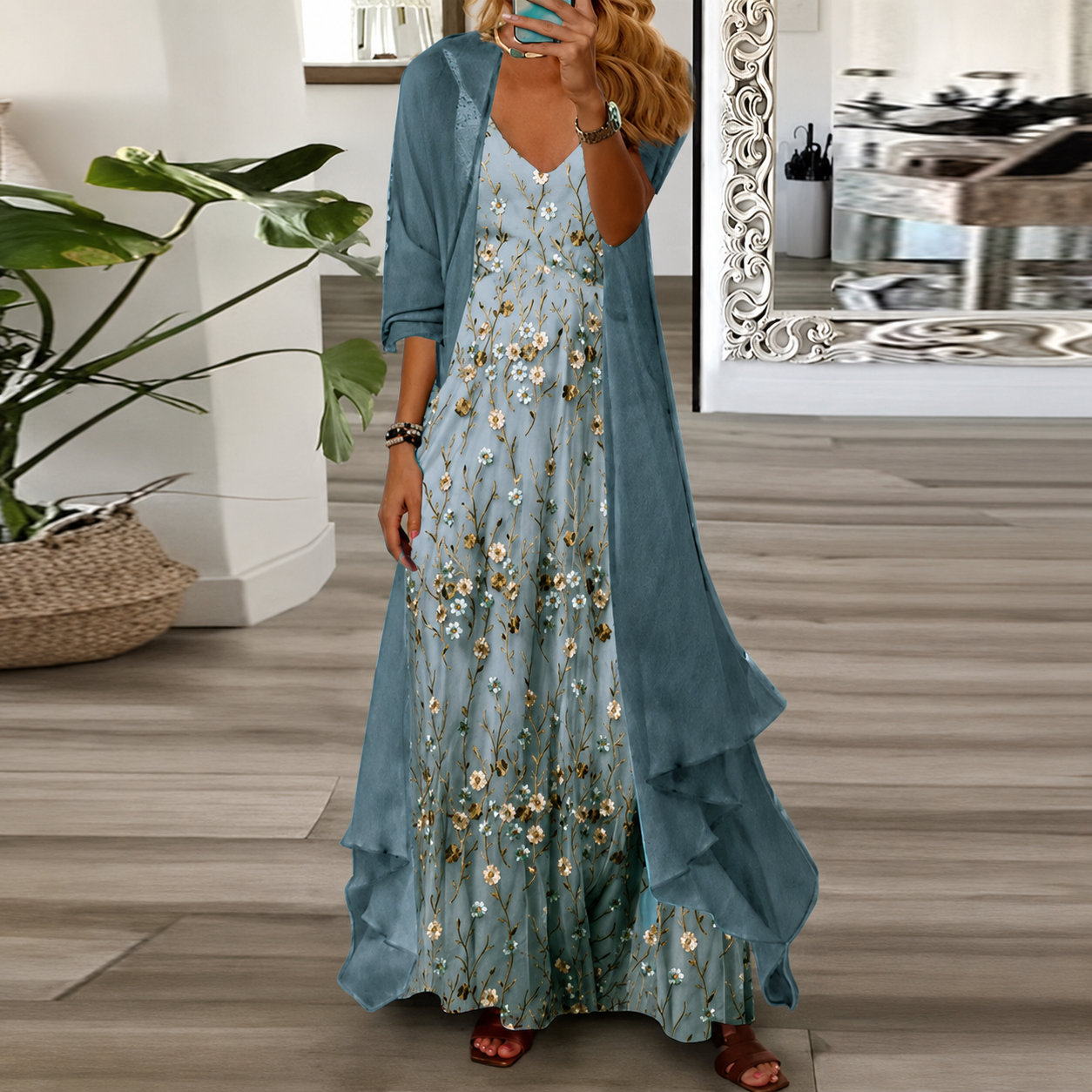 Derivia - Maxi-Robe Élégante Deux Pièces