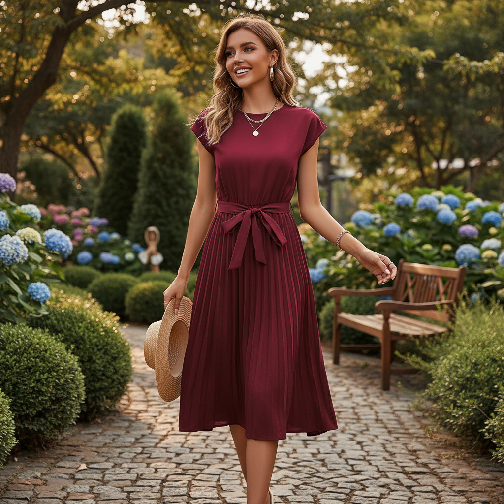 Jelica - Robe Midi Élégante Plissée